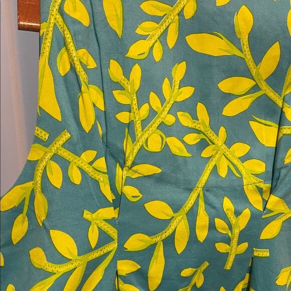 Vibrant Teal and yellow  Print Dress - Picture 6 of 8